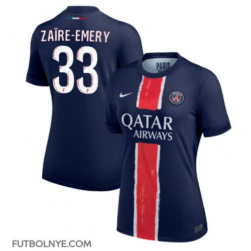 Camiseta Paris Saint-Germain Warren Zaire-Emery #33 Primera Equipación para mujer 2024-25 manga corta